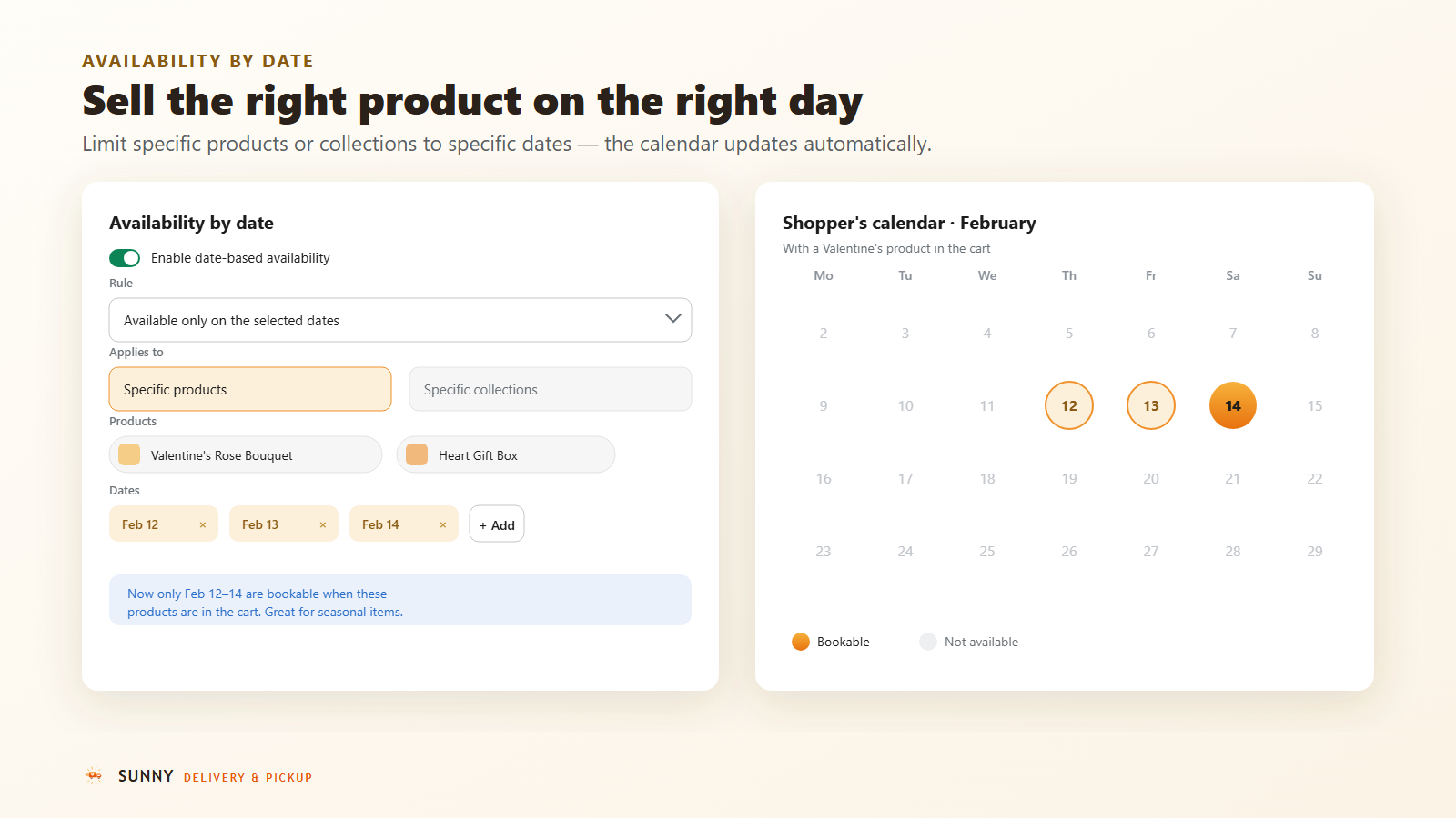Availability by date rules for products and collections